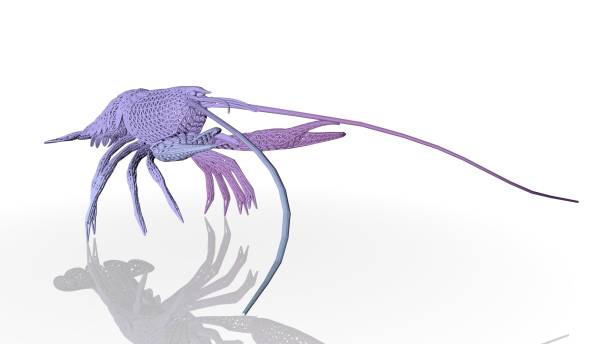 3d rendering of an artistic animal with reflection isolated on white