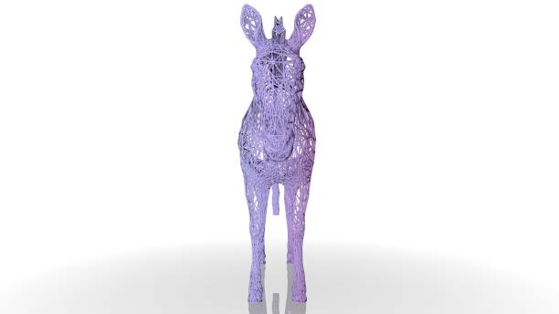 3d rendering of an artistic animal with reflection isolated on white background