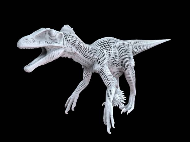 istock 3d rendering of a white wired dino isoalted on black 1143014398