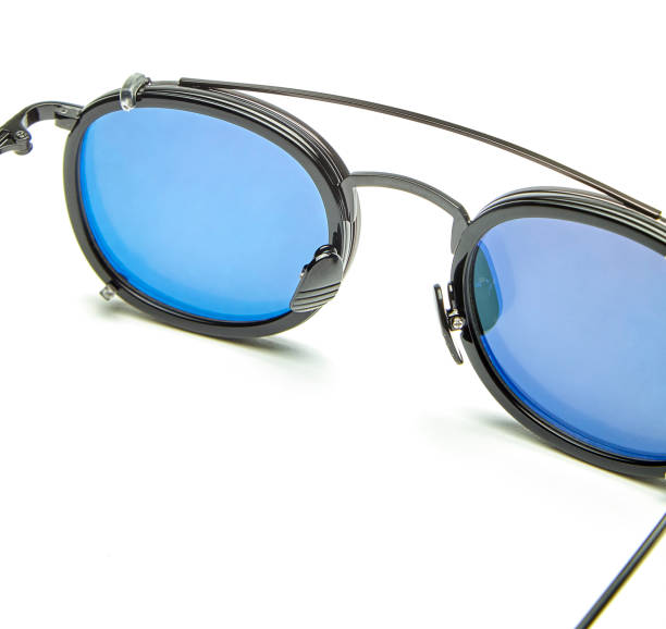 istock Blue lens sunglasses on white background 1143014986