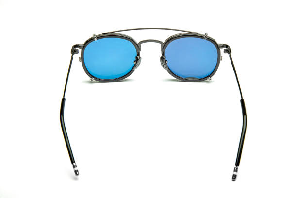 istock Blue lens sunglasses on white background 1143014991