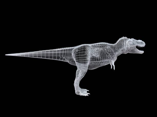 istock 3d rendering of a white wired dino isoalted on black 1143015348