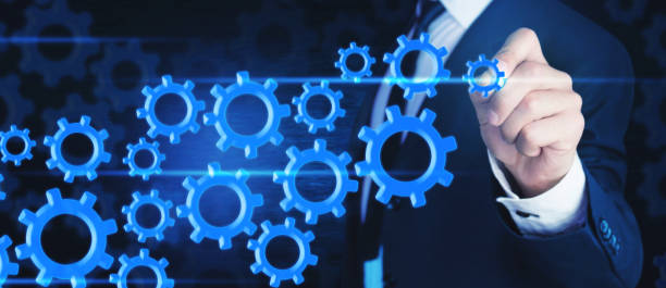 istock Businessman with Gears. Business strategy and technology 1143017176