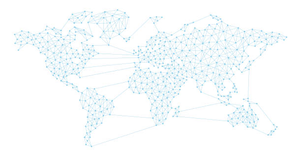 ilustrações de stock, clip art, desenhos animados e ícones de world map connection abstract polygon line - africa map silhouette vector