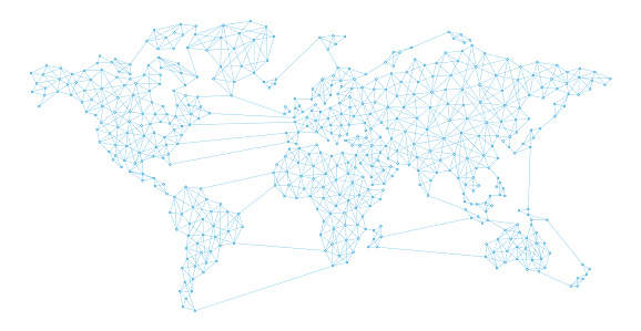 World Map Connection Polygon Line Plexus - vector illustration