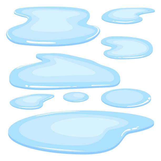 die illustration des wasserpfüpflegevektordesigns auf weißem hintergrund isoliert - pfütze stock-grafiken, -clipart, -cartoons und -symbole
