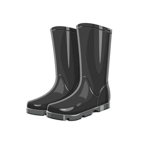 gummistiefel vektordesign illustration isoliert auf weißem hintergrund - rain protection personal accessory autumn stock-grafiken, -clipart, -cartoons und -symbole