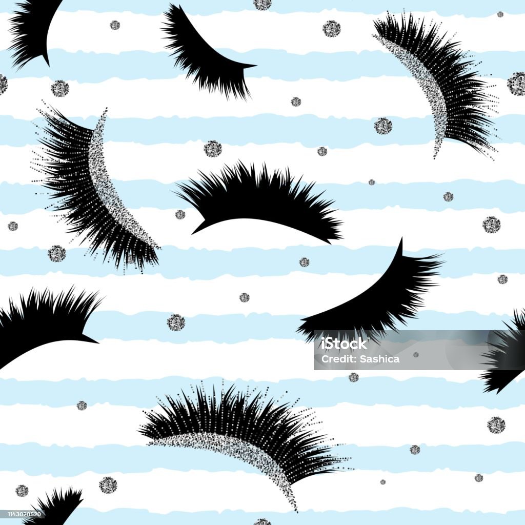 Lashes Seamless Vector Pattern With Glitter Effect Stock Illustration ...