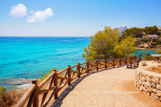 Cala Fustera beach in Benisa Alicante Spain Cala Fustera beach in Benissa also Benisa of Alicante at Spain benissa stock pictures, royalty-free photos & images