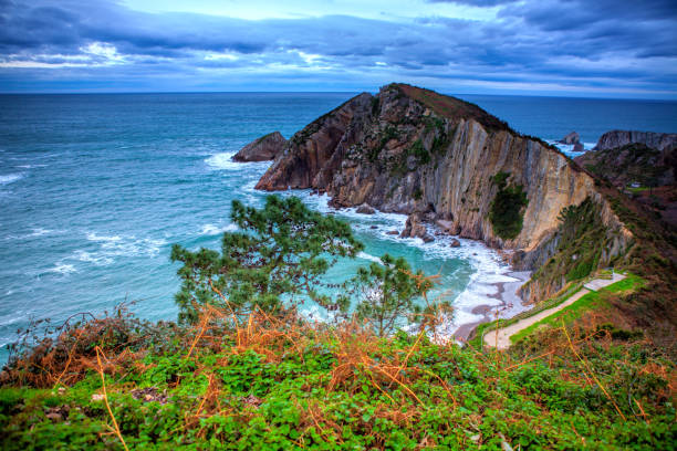 Silence beach in February. Asturias, Spain.