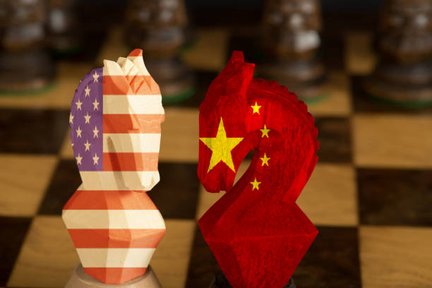 istock Chess Figures and Struggle Between China and USA as a World Power 1143029179