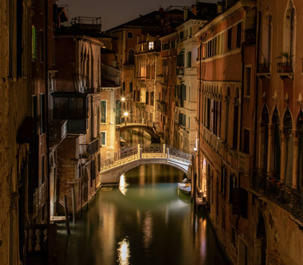 istock View into a small canal in Venice by night 1143031028