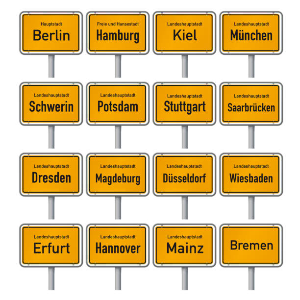 City Limit signs of the German state capitals City Limit signs of the German state capitals vector illustration brandenburg state stock illustrations