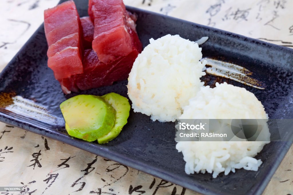 Ahi Sashimi blocos com Abacate e de arroz - Royalty-free Abacate Foto de stock