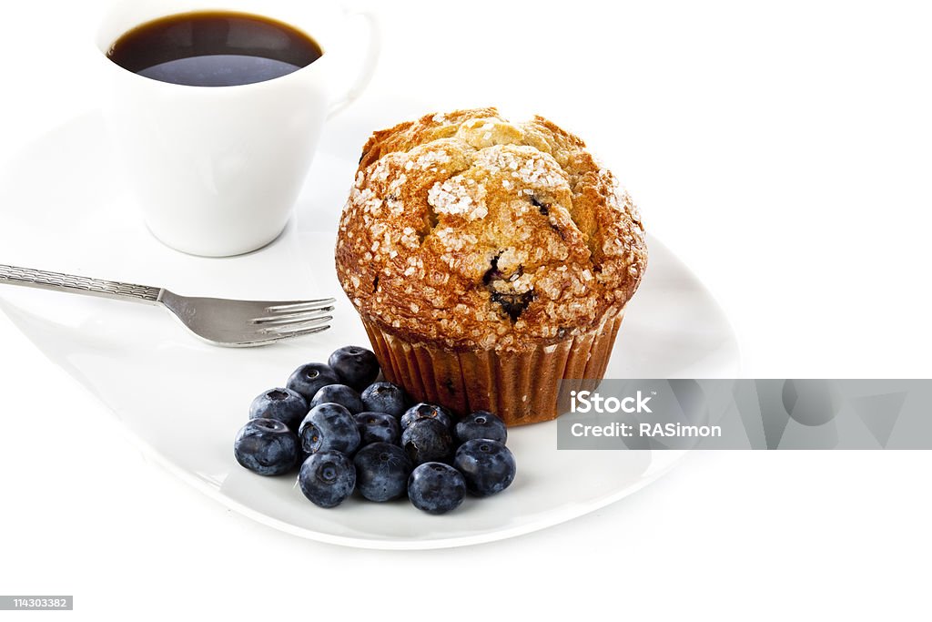 Muffin de Mirtilo e café - Royalty-free Fundo Branco Foto de stock