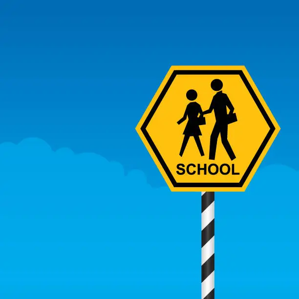 Vector illustration of School Zone Crossing Sign
