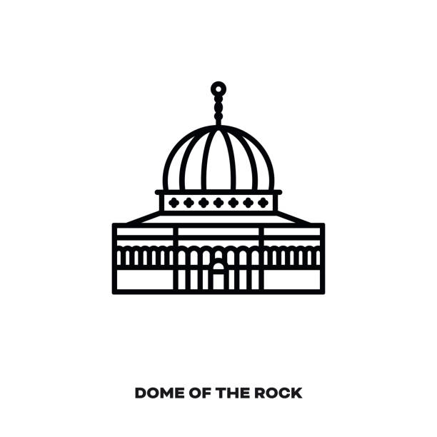 felsendom bei jerusalem, israel linie ikone - dome of the rock illustrations stock-grafiken, -clipart, -cartoons und -symbole