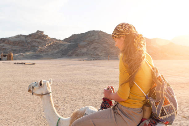 desert safari - camel ride fotografías e imágenes de stock