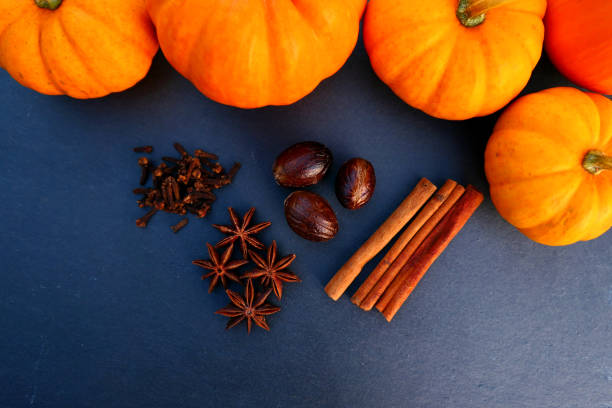 istock Pumpkin spices on black stone 1143037713