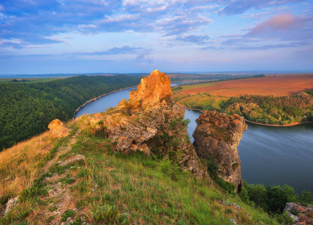 istock spring canyon. picturesque spring dawn. canyon of the Dniester River 1143038457