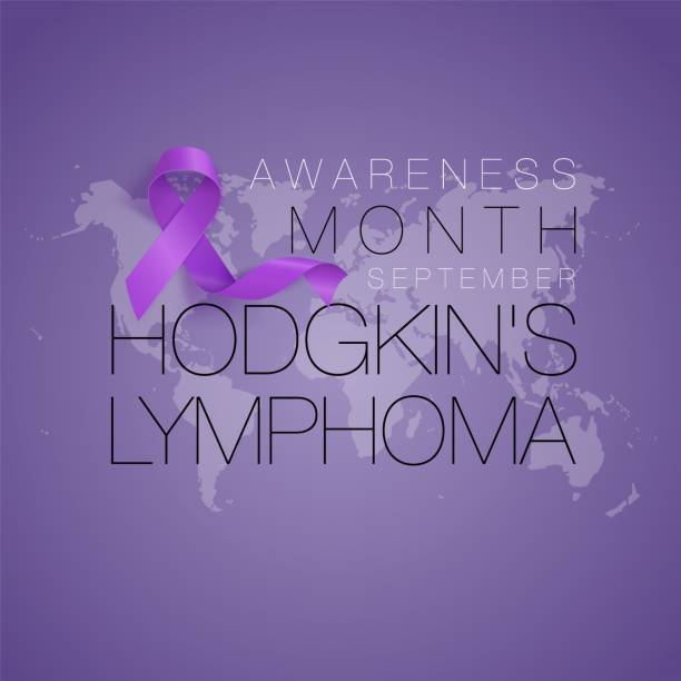 istock Hodgkin's Lymphoma Awareness Calligraphy Poster Design. Realistic Violet Ribbon. September is Cancer Awareness Month. Vector 1143039611