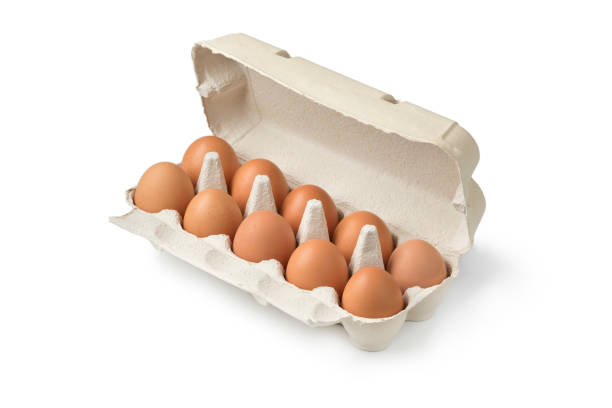 istock Carton box with fresh raw brown eggs 1143040033