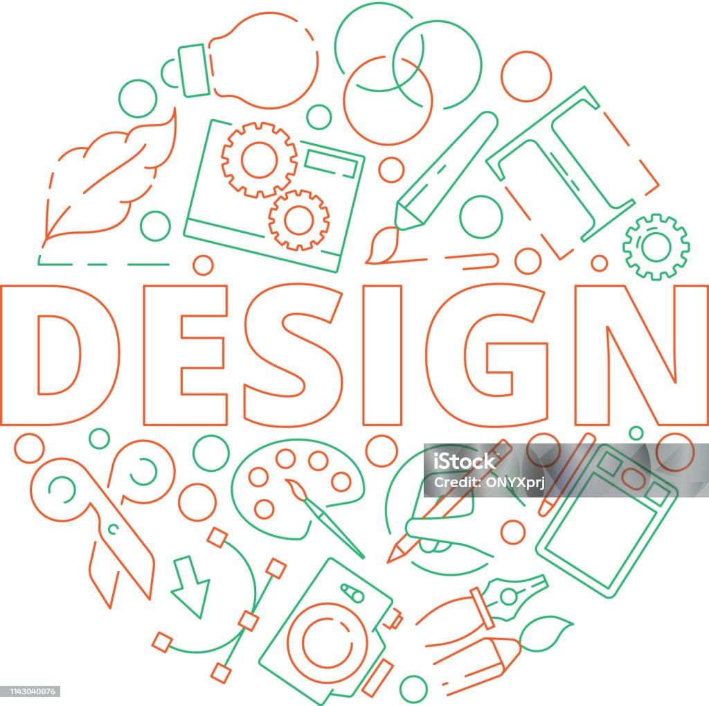 그래픽 디자인 도구 배경입니다 인쇄 타이포 그래피 웹 디자인 창조적 인 예술 항목 원 모양 벡터 일러스트 디자인 전문가에 대한 스톡  벡터 아트 및 기타 이미지 - Istock