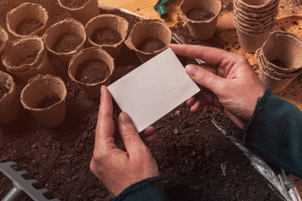 istock Organic gardener business card mock up 1143040767