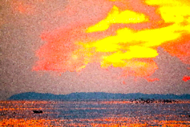 istock crystalize flame cloud sunset on sea ray colorful sky 1143044451