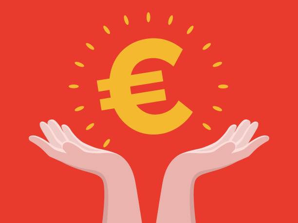 ilustraciones, imágenes clip art, dibujos animados e iconos de stock de manténgase a la mano euro - euro symbol illustrations