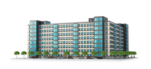 istock multi-storey houses with a billboard. 3d illustration 1143045709