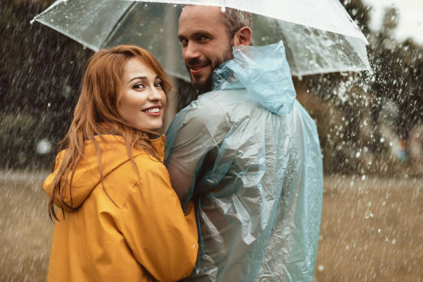 istock Man and woman looking back with joy 1143045790