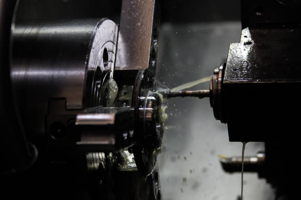 istock Close up of CNC machine at work 1143046249