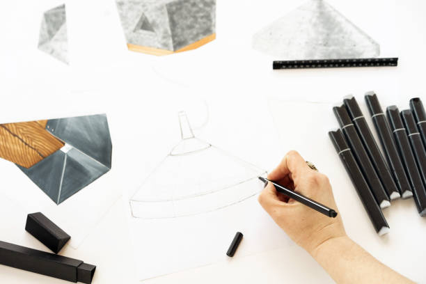 istock Sketch and markers are on the table. Place for text 1143046625