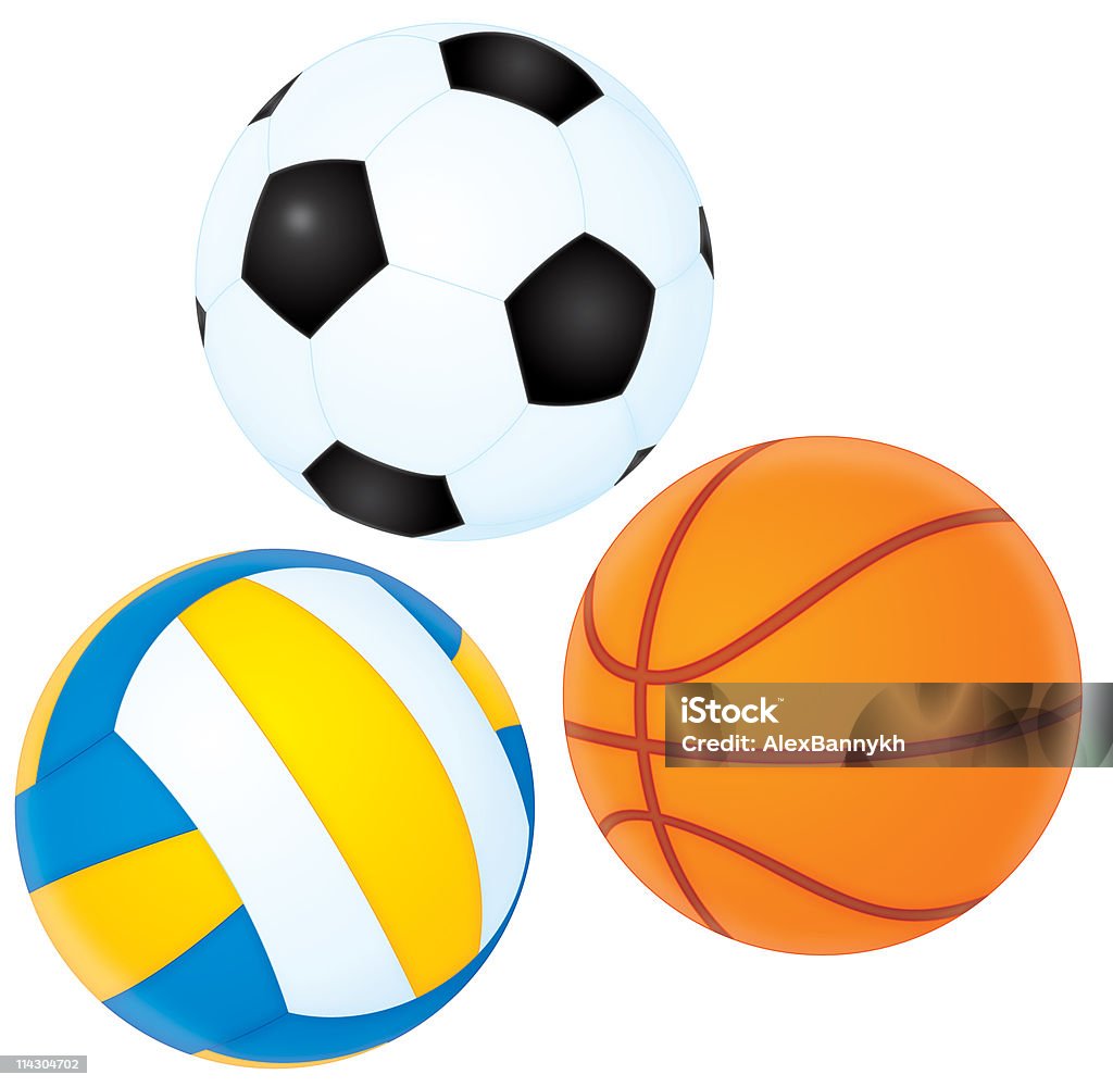 Futebol, Bola de Basquete e Voleibol - Royalty-free Bola Ilustração de stock