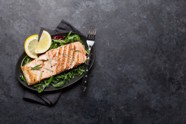 istock Grilled salmon fish fillet 1143048235