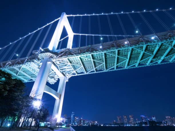 istock Rainbow Bridge at dusk in Tokyo 1143048709