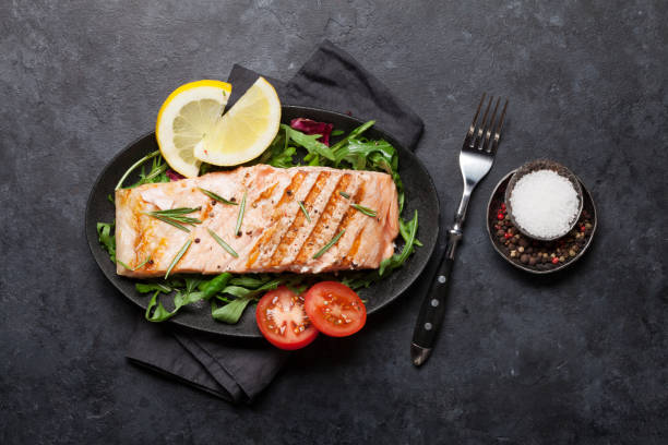 istock Grilled salmon fish fillet 1143049501