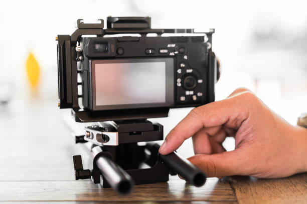 istock Setting Equipment for Videography with camera and rod support 1143050044
