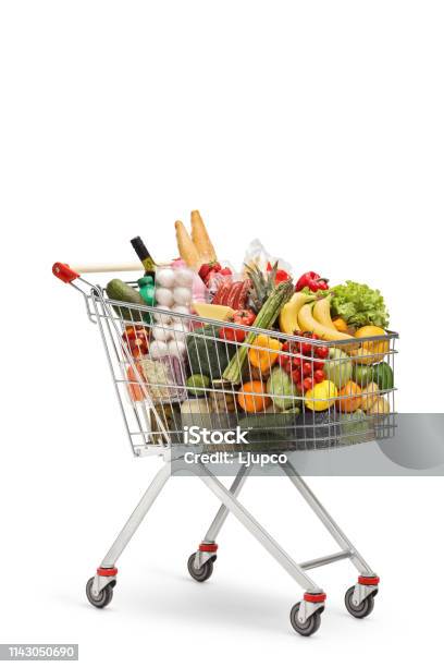 식품의 전체 쇼핑 카트 쇼핑 카트에 대한 스톡 사진 및 기타 이미지 - 쇼핑 카트, 카트, 슈퍼마켓