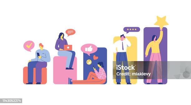 User Ratings And Reviews Stock Illustration - Download Image Now - People, Social Media, Customer