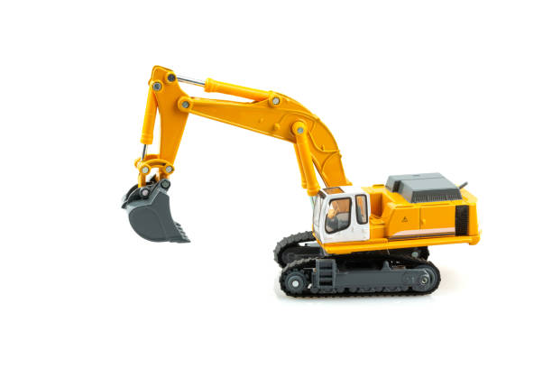 istock Yellow excavator model toy isolated on white background. 1143052727