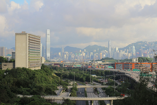 view of Kwai Tsing Container Terminals in Hong Kong