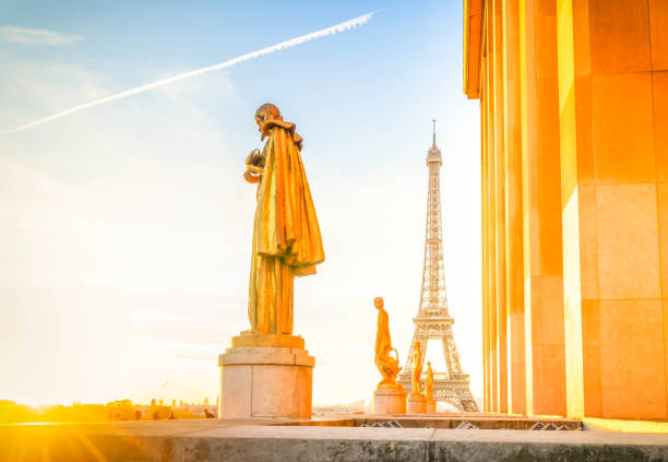 istock eiffel tour and from Trocadero, Paris 1143054018