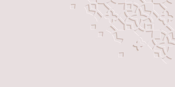 arabská arabeska design blahopřání pro ramadán kareem,islámský okrasný monochromatický detail mozaiky - balkán stock ilustrace