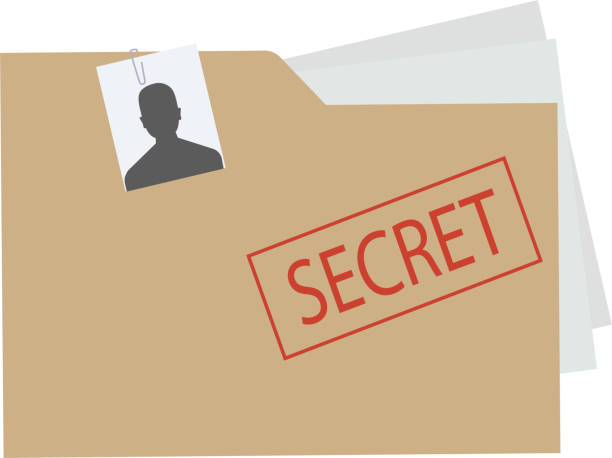 geheimordner mit papieren und foto - spy secrecy top secret mystery stock-grafiken, -clipart, -cartoons und -symbole