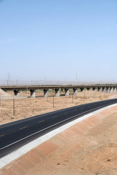 istock Highways and railway Bridges in the sky background 1143057814