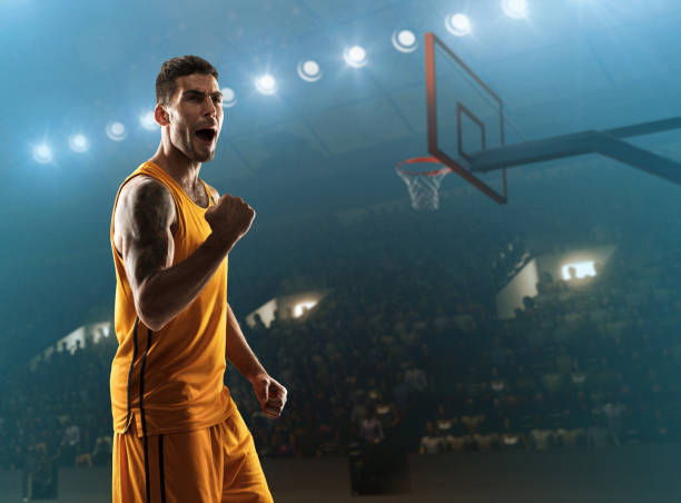 Professional basketball player celebrates a winner shot