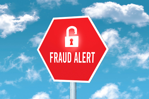 “Fraud alert” warning sign