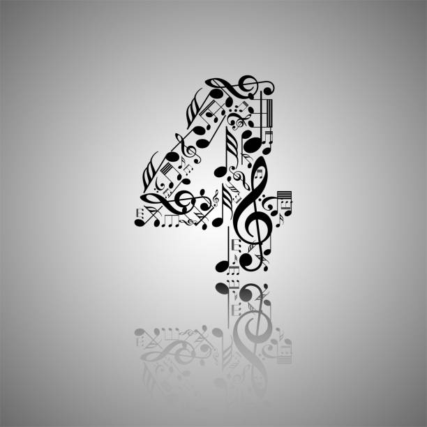 Vector Number 4 Made From Music Notes Numbers Collection Made From